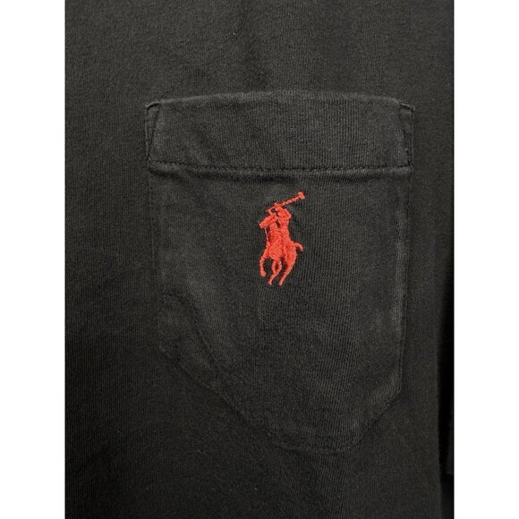 Polo Ralph Lauren Mens XL Black Short Sleeve Cotton Shirt Pocket‎ Red Pony Logo - Picture 2 of 5